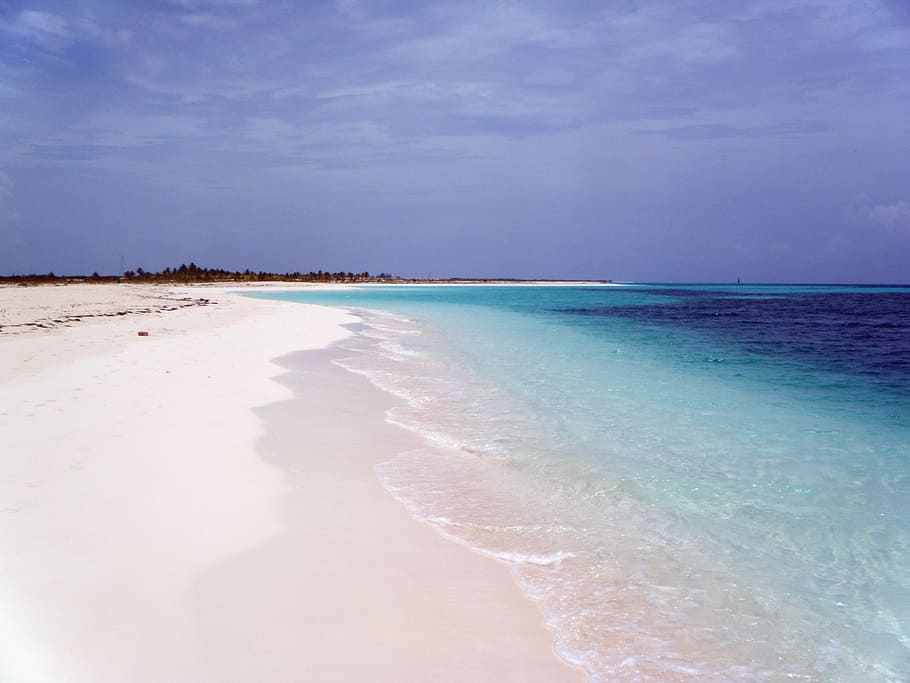 beach shoreline, cayo, cuba, blue, sea, sand, nature, summer, HD wallpaper