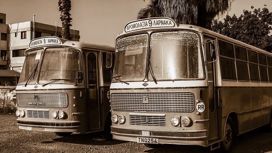 Buses, Old, Vintage, City, Vehicle, Car, urban, larnaca, cyprus, HD wallpaper