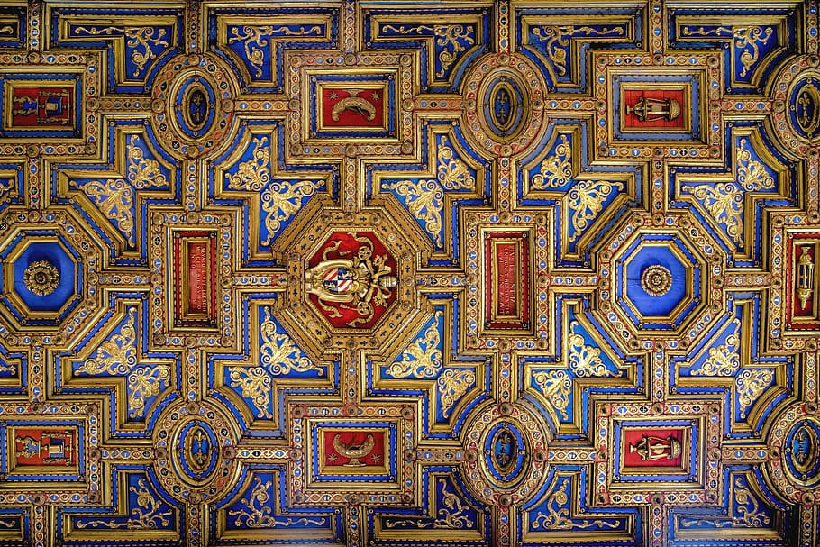 church, ceiling, box ceiling, painted, architecture, religion HD wallpaper