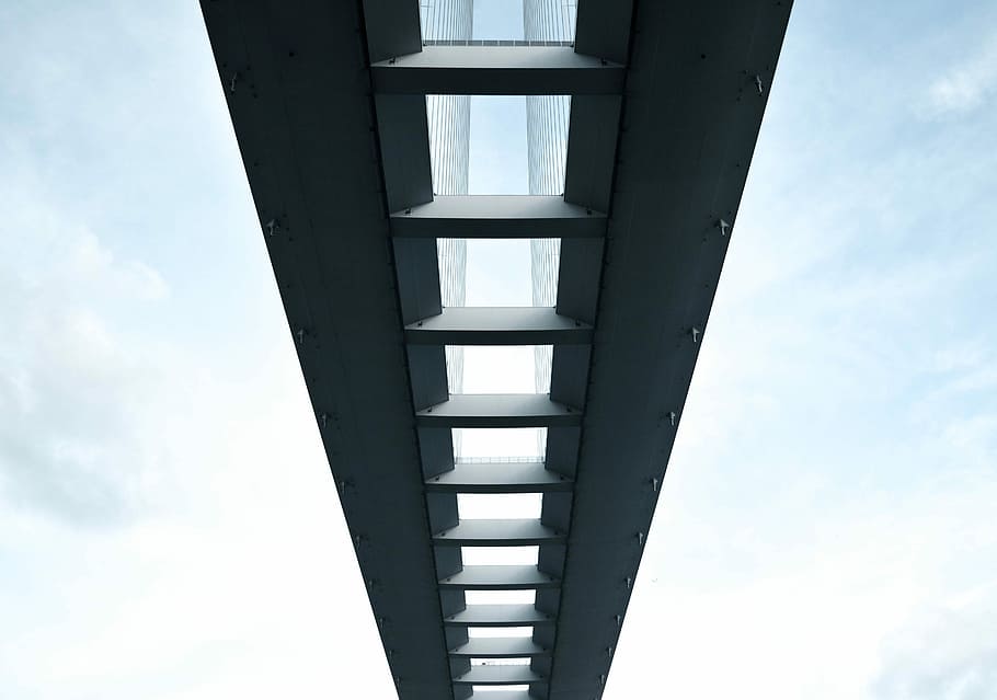 low angle photography of cable bridge, untitled, road, building HD wallpaper