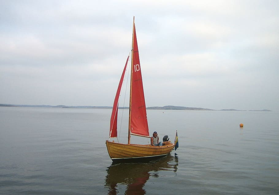 sailboat, sea, sunset, nautical vessel, water, transportation, HD wallpaper