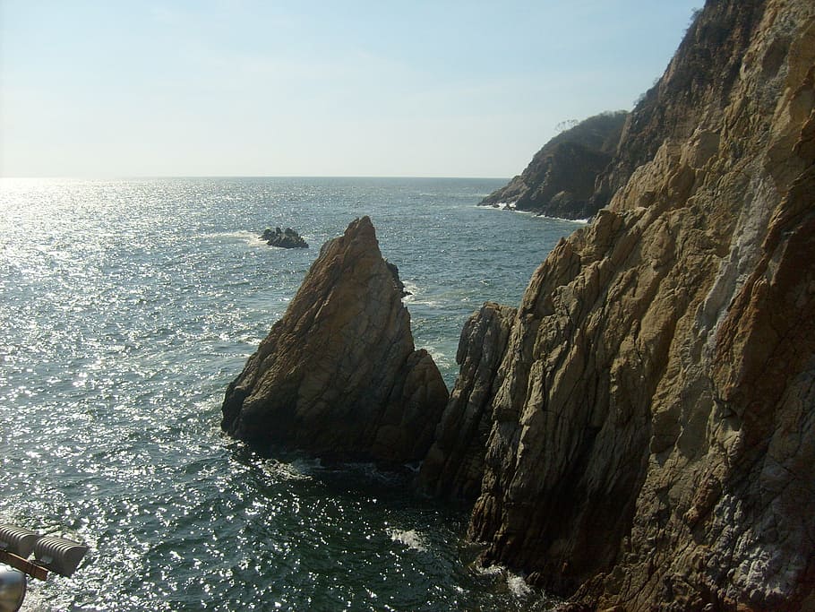 seascape, rocks, ocean, mexico, acapulco, landscape, water, HD wallpaper