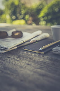 black book on table, still, items, things, journal, planner HD wallpaper
