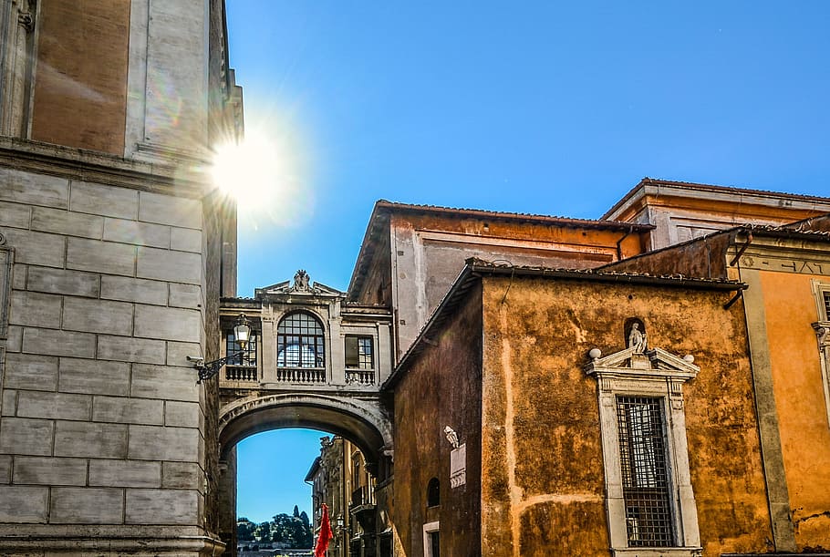 Rome, Italy, Sun, Bridge, Italian, architecture, monument, travel HD wallpaper