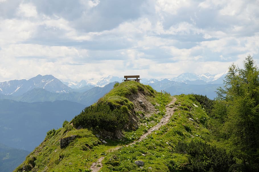brown wooden house on top of mountain, dachstein, cable car HD wallpaper