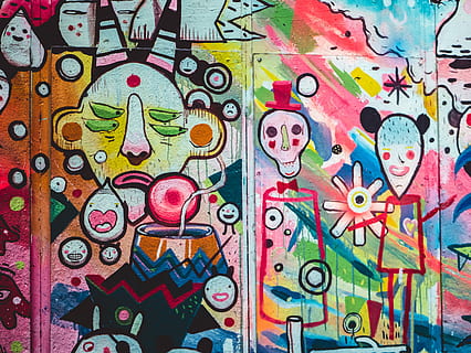 multicolored abstract artwork, multicolored art, wall, graffiti HD wallpaper