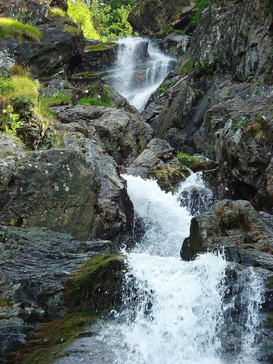 cascade, nature, mountain, alps, france, waterfall, river, stream HD wallpaper