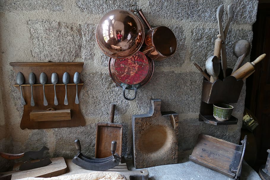 castle, kitchen, antique, old, history, boussac, france, kitchen appliances HD wallpaper
