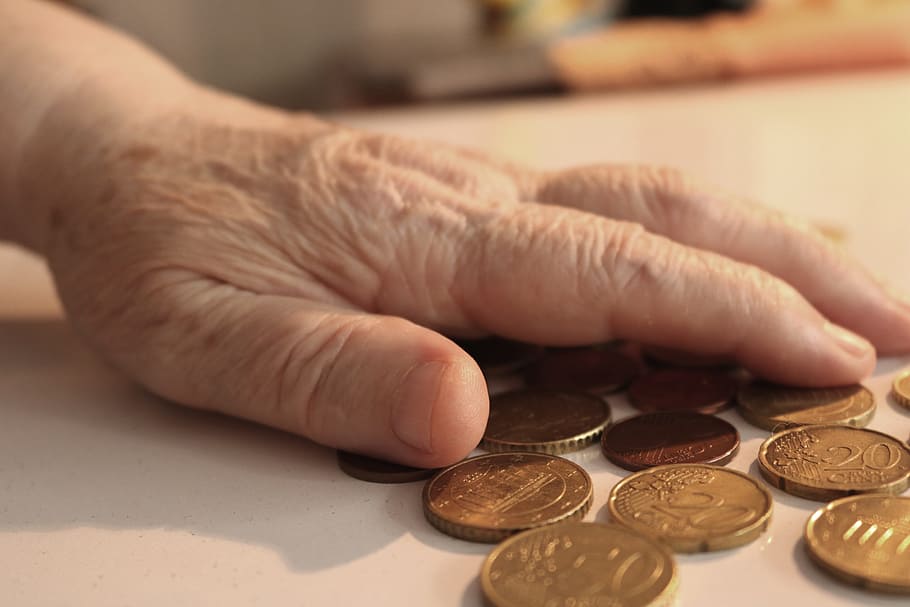 HD wallpaper: person touching coins on white table, Pension, Poverty, Life  | Wallpaper Flare