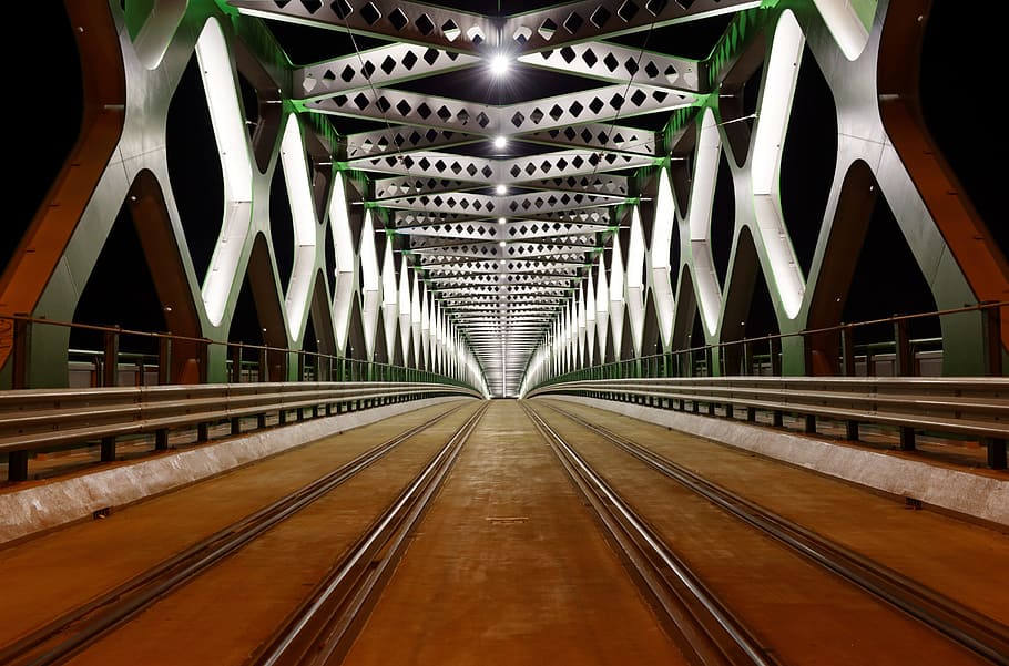 photography of lighted bridge at night, bratislava, danube HD wallpaper