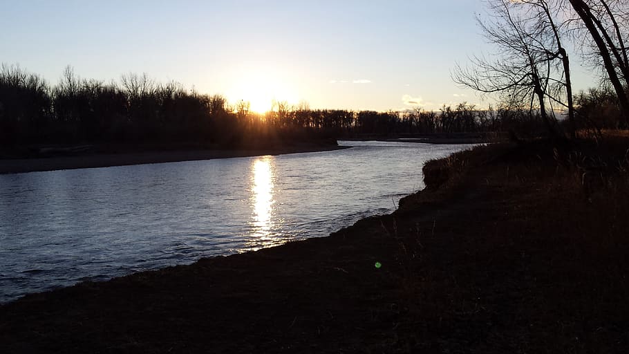 river, sunset, water, landscape, nature, outdoor, dusk, evening HD wallpaper