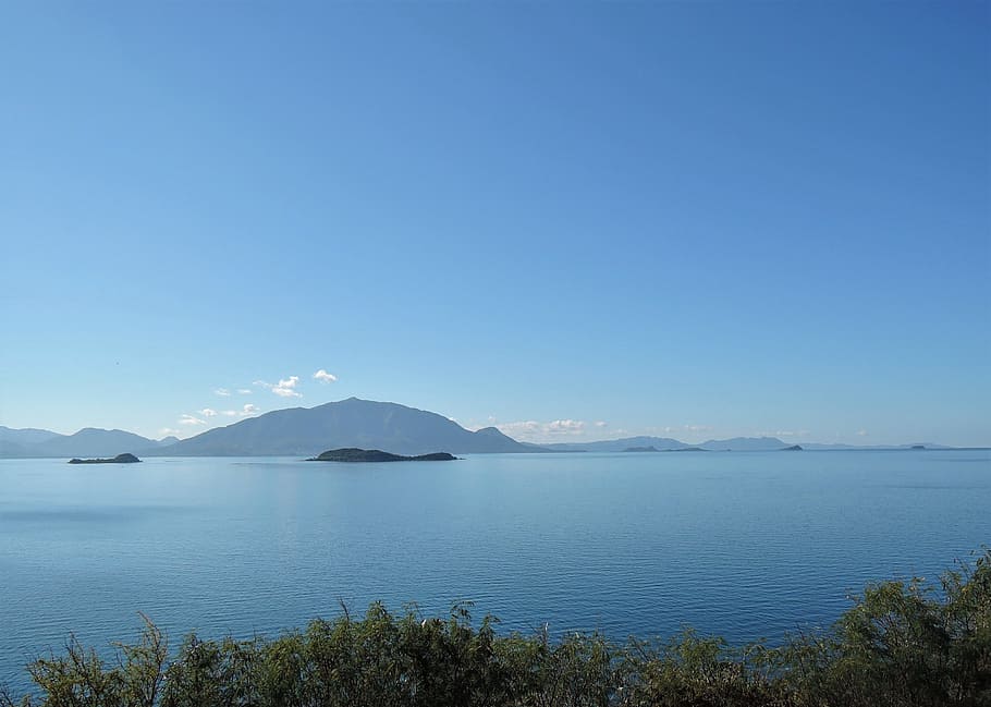 lagoon, bay ouémo, blue sky, blue sea, noumea, seascape, blue background, HD wallpaper