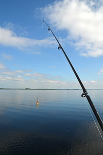 angel, bait, fish, bitten, angler, sky, blue, water, cloud - sky HD wallpaper