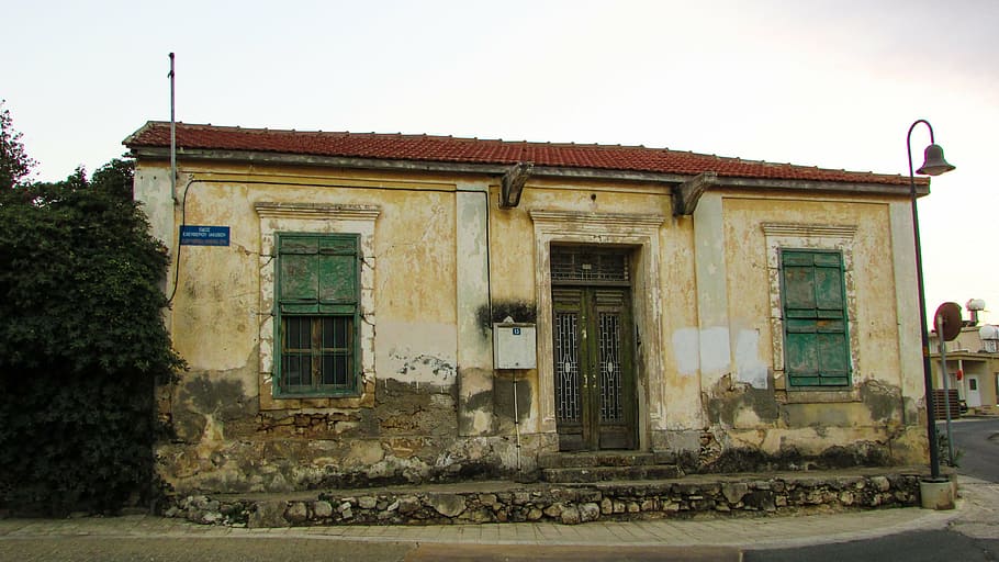cyprus, dherynia, old house, architecture, village, street, HD wallpaper