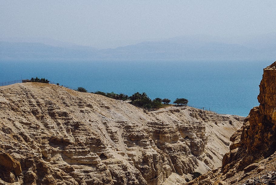 Desert sand and foggy sea landscape, nature, scenics, rock - Object HD wallpaper