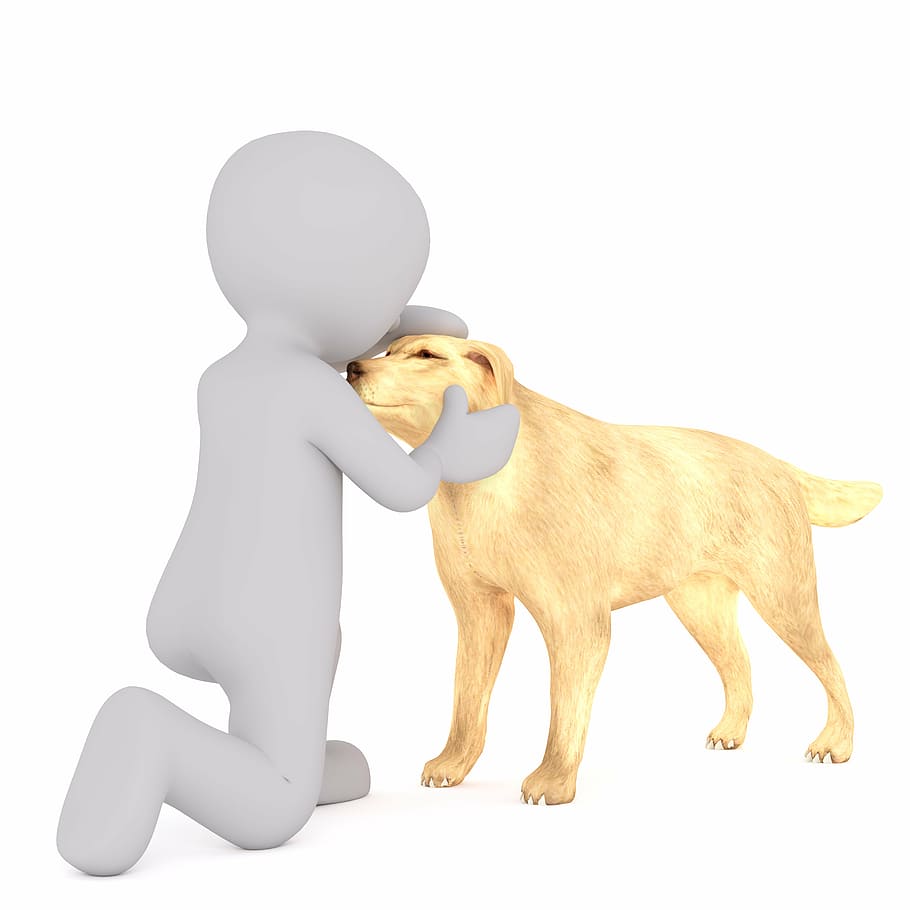 brown dog with person illustration, males, 3d model, isolated HD wallpaper