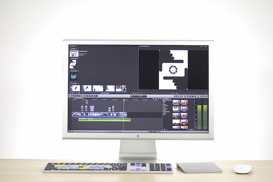 Apple Thunderbolt turned on, computer, device, keyboard, business HD wallpaper
