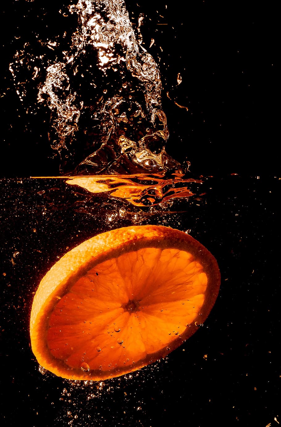 food, water, drink, orange, citrus, citrus fruit, liquid, splash, HD wallpaper