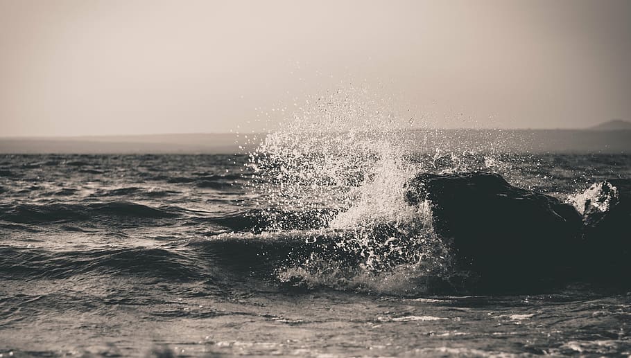wave on ocean photography, splash, spray, water, sea, motion HD wallpaper