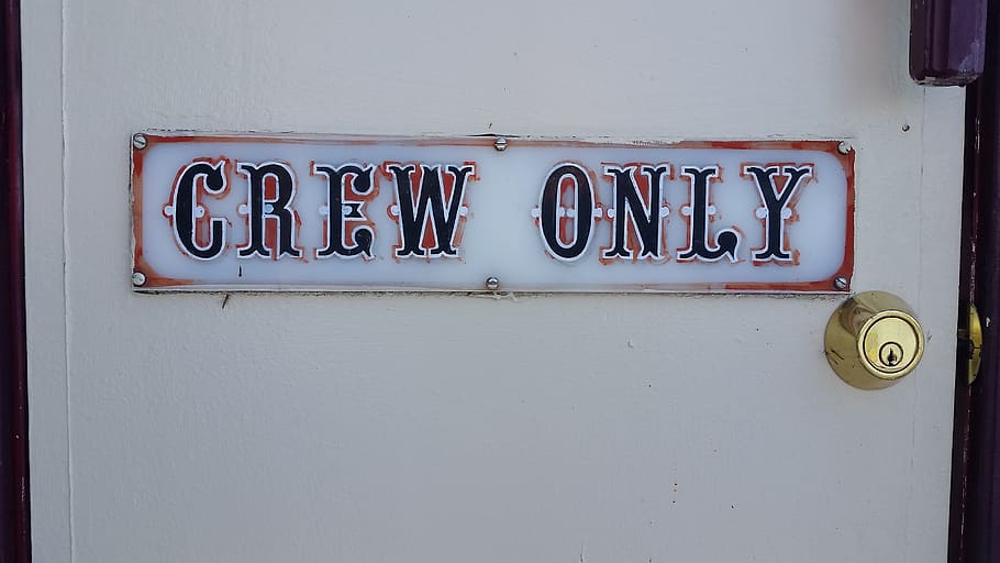 sign, crew, lock, door, text, communication, western script HD wallpaper