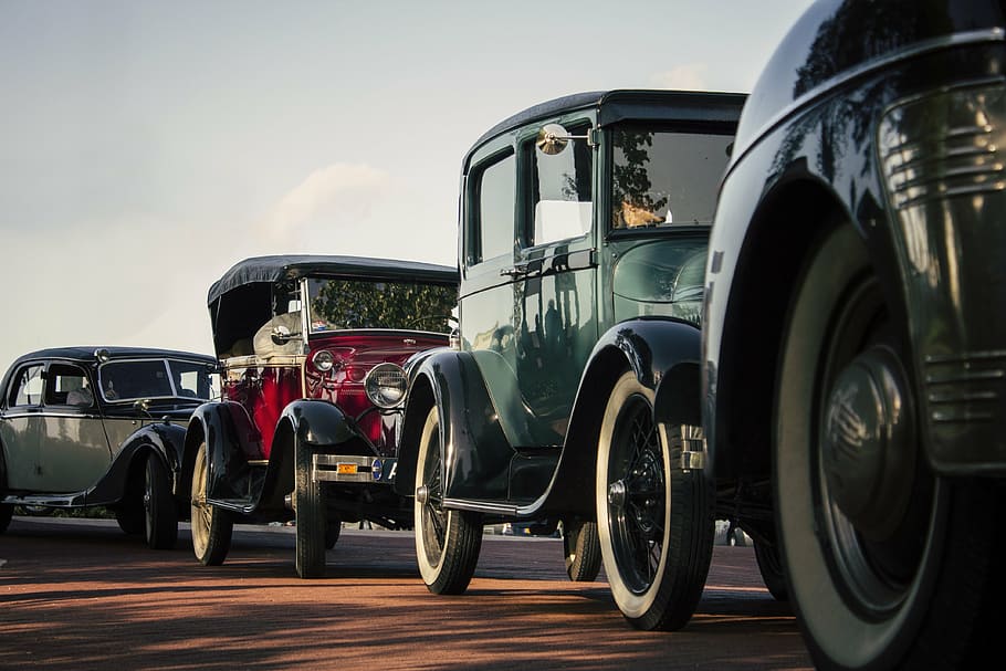 classic green vehicle on road, oldtimers, car, old car, automotive