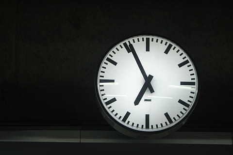 white and black analog clock, time, evening, night, day, seven HD wallpaper
