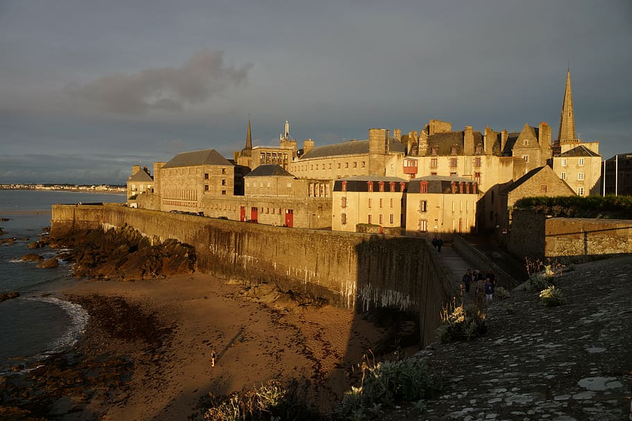 HD wallpaper: saint malo, france, brittany, evening sun, coast, middle ...