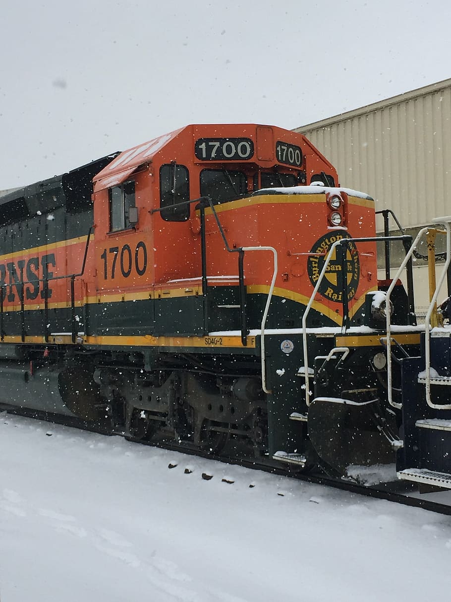 engine, snow, bnsf, transportation, railroad Track, train, station