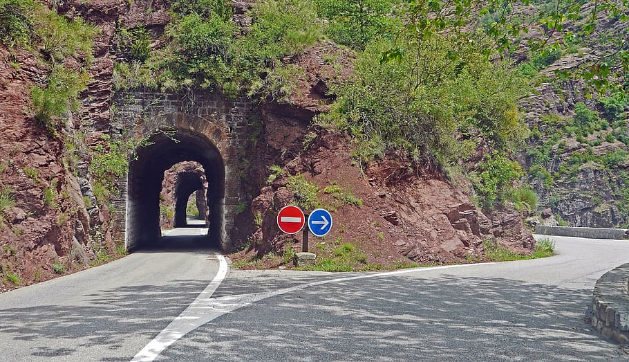 gray tunnel near concrete road at daytime, daluis gorges, bypass, HD wallpaper