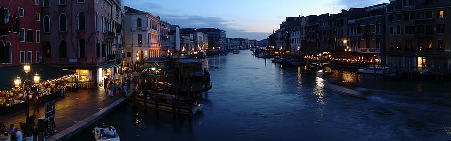 Rialto Bridge, Venice, Italy, night view, in a row, water, architecture, HD wallpaper