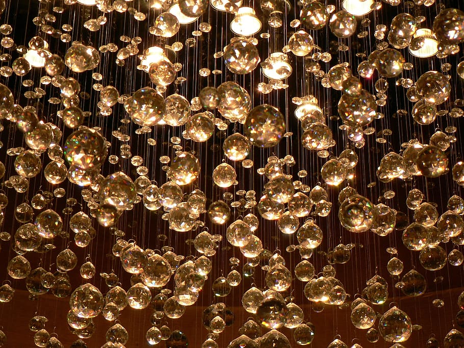 Lighting, Luminaire, Ceiling, crystals, backgrounds, shiny HD wallpaper