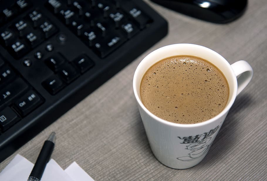 coffee, the work, keyboard, food and drink, coffee - drink HD wallpaper
