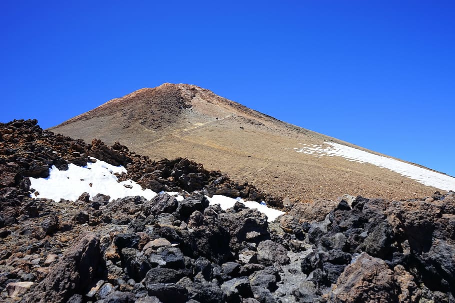 teide, volcano, mountain, summit, lava, lava flow, basalt, pumice stone HD wallpaper