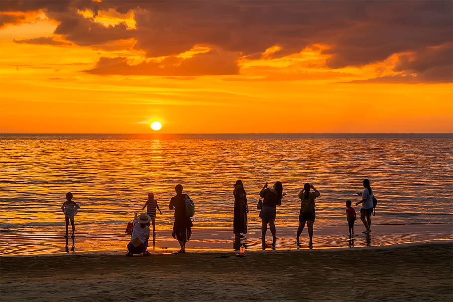 sunset, beach, sea, ocean, beach sunset, sky, water, vacation HD wallpaper