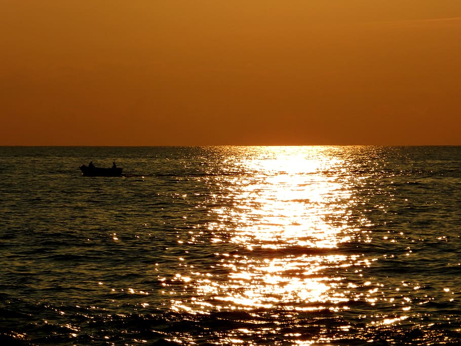 ocean, infinity, sunset, sea, sky, water, horizon over water HD wallpaper