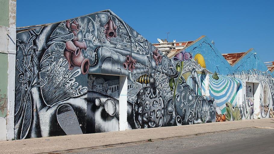 setúbal, graffiti, contemporary, art and craft, creativity HD wallpaper