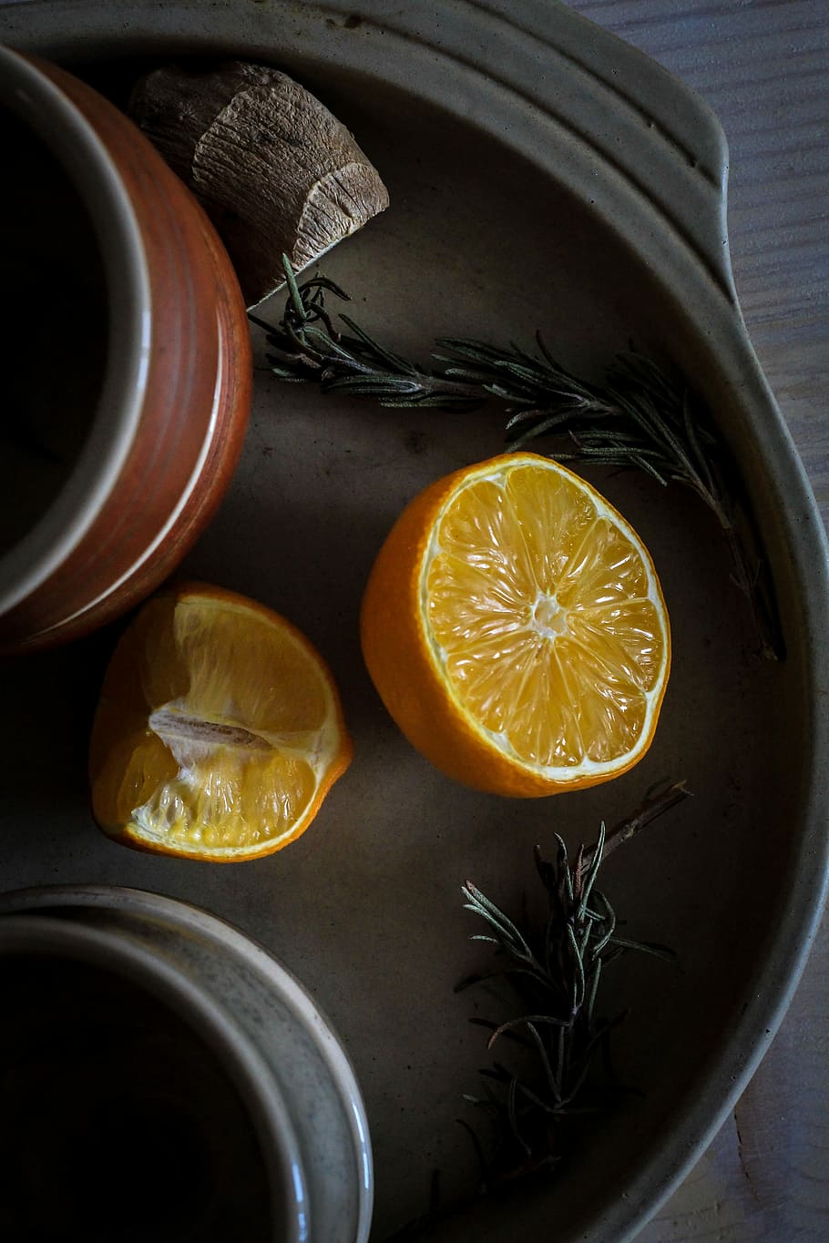 photo of sliced orange fruit on tray, slice on lemon, segment HD wallpaper