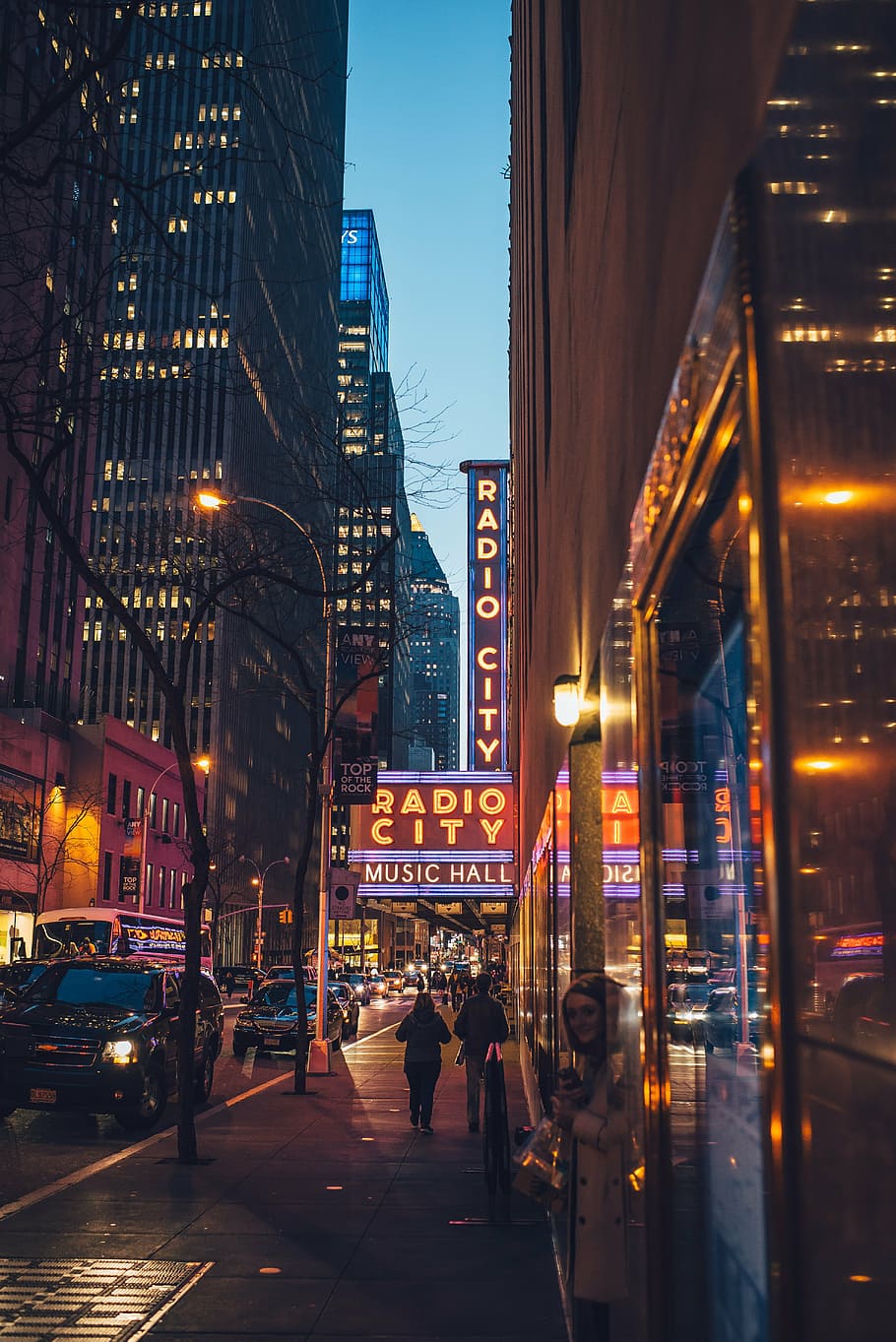 photograph of Radio City Music Hall during nighttime, architecture HD wallpaper