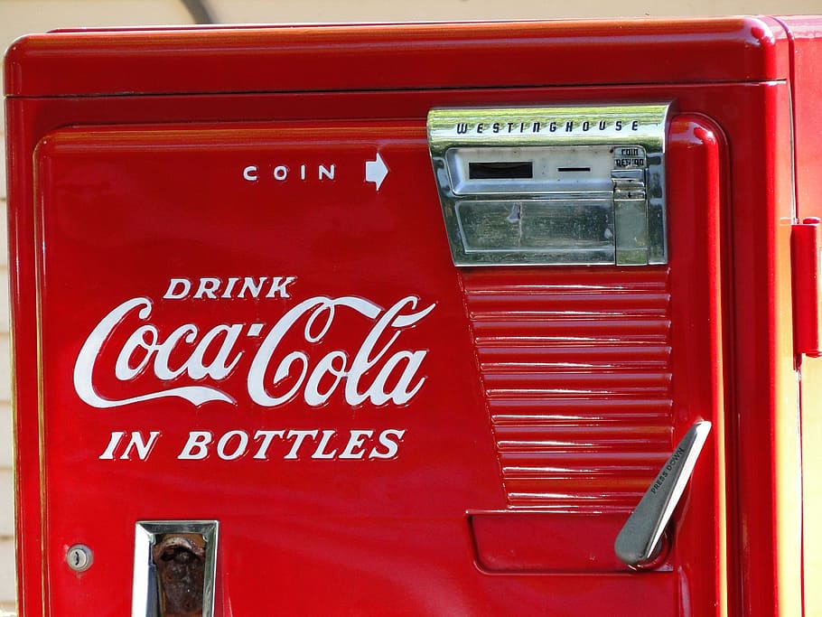 vintage, coke, machine, red, old, retro, classic, coca cola, HD wallpaper