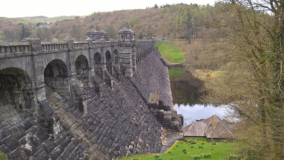 Reservoir, Wales, Water, Uk, Powys, dam, river, lake, welsh, HD wallpaper