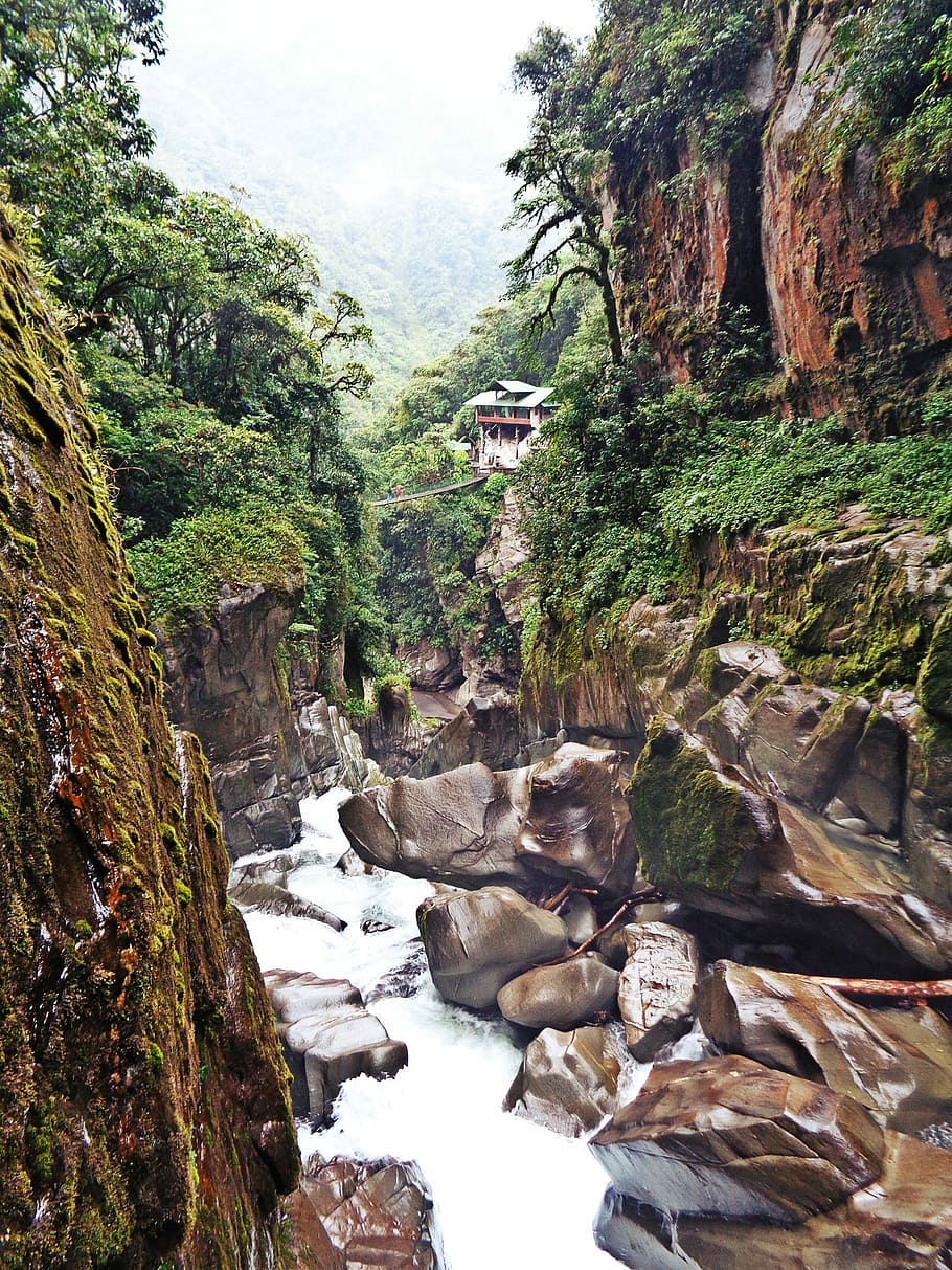 River, Waterfalls, Ecuador, Rocks, rock - object, nature, scenics HD wallpaper