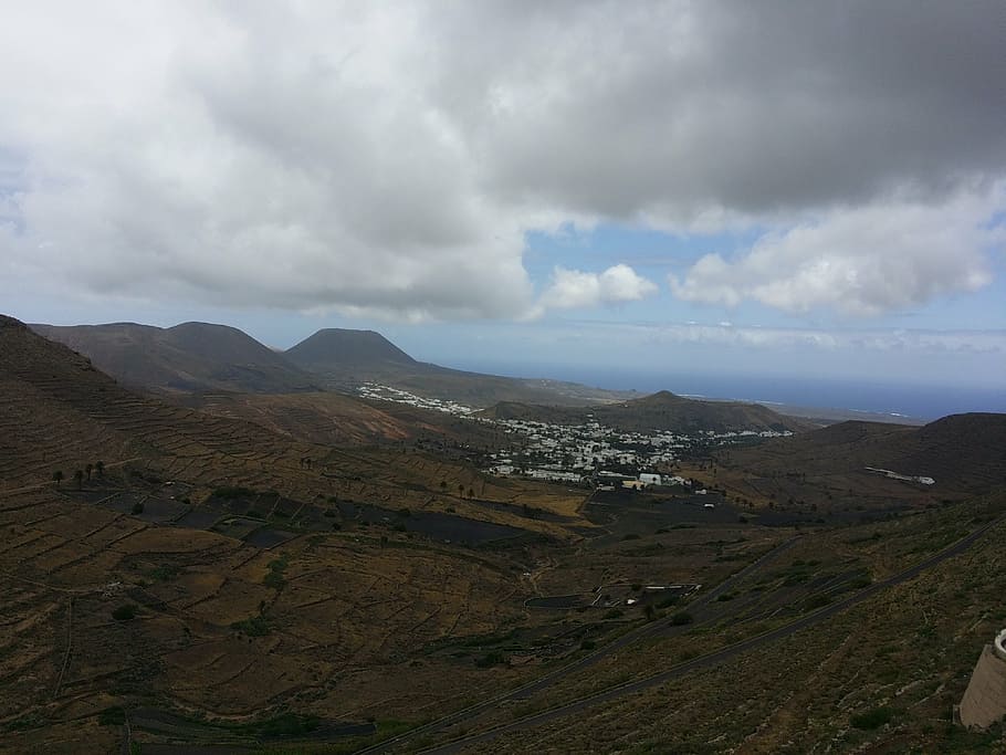 canary, lanzarote, sky, cloud - sky, mountain, environment HD wallpaper