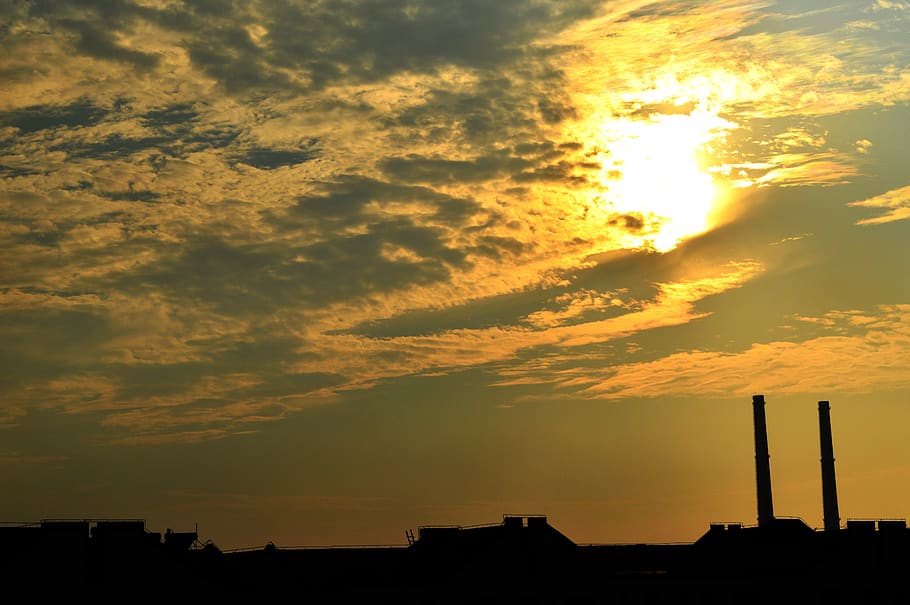 sky, sunset, city, cloud - sky, silhouette, architecture, built structure HD wallpaper