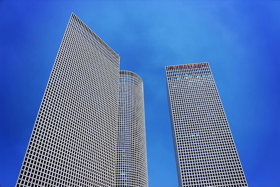 low-angle photography of two high-rise buildings, three, towers HD wallpaper