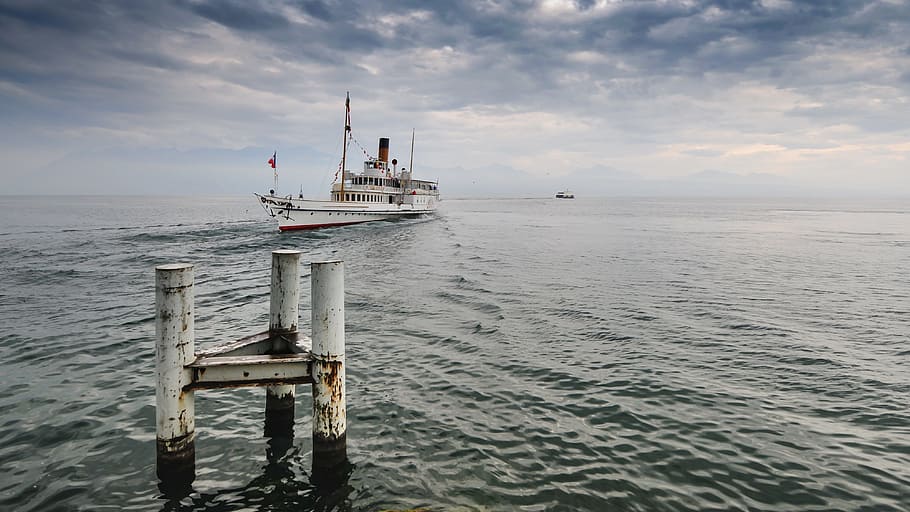 Ouchy, Lausanne, Geneva, Lake, switzerland, lake geneva, clouds, HD wallpaper