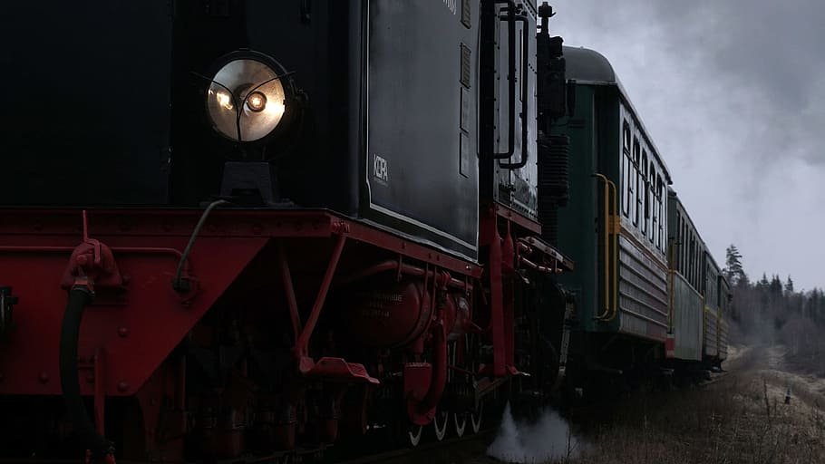 steam train, easter train, light in the dark, rail transportation HD wallpaper