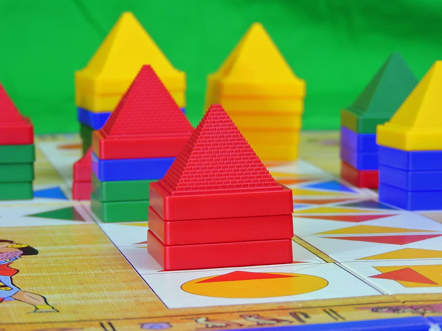 game, pyramids, play, board game, pastime, buildings, multi colored HD wallpaper