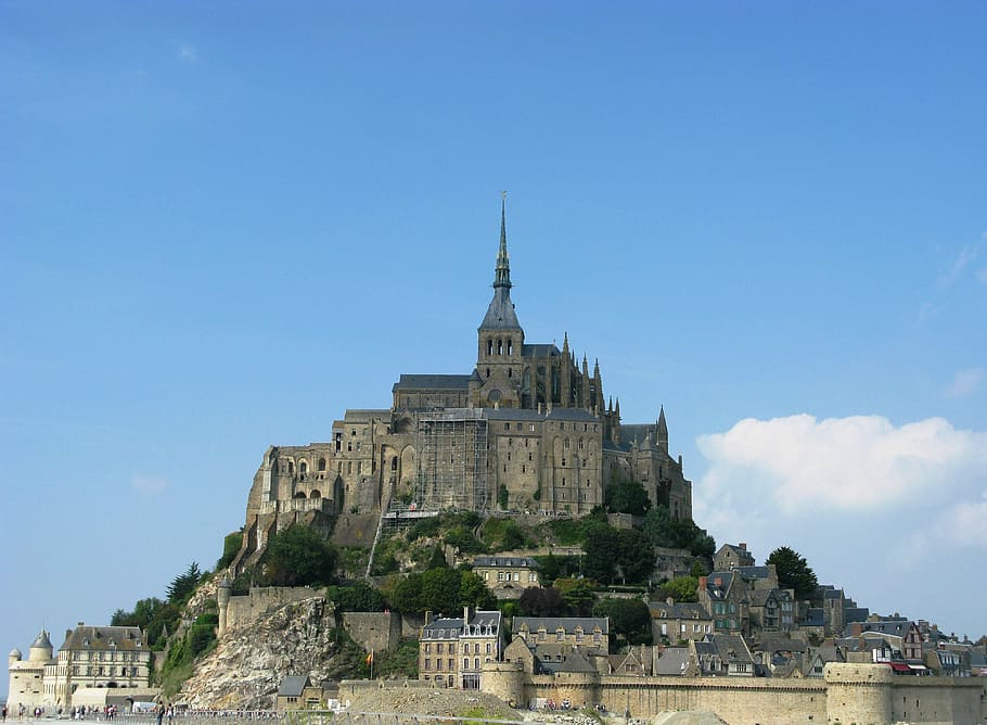 photo of gray castle at daytime, normandy, france, mont st michel, HD wallpaper
