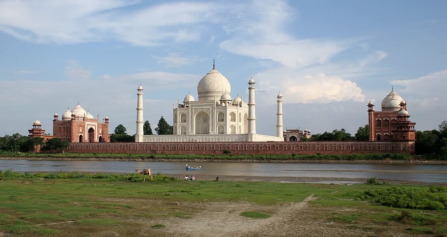 Taj Mahal, mausoleum, marble, white, architecture, historic, landmark
