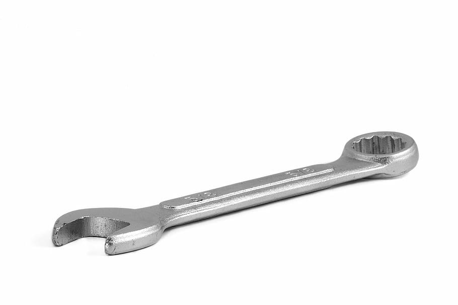 gray steel combination wrench, spanner, spanners, ring, offset